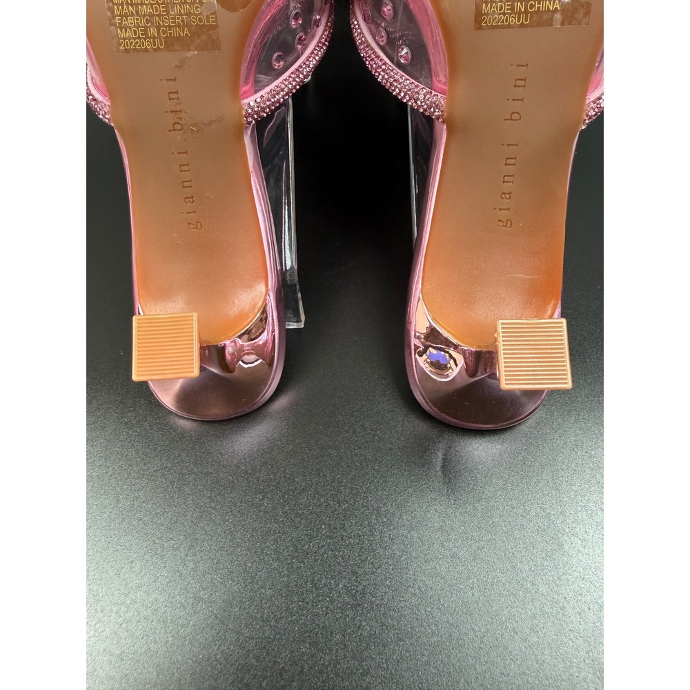 Gianni Bini Pink Rhinestone Bow Mules Pointed Toe Kitten Heel Slides 6M - Picture 7 of 9